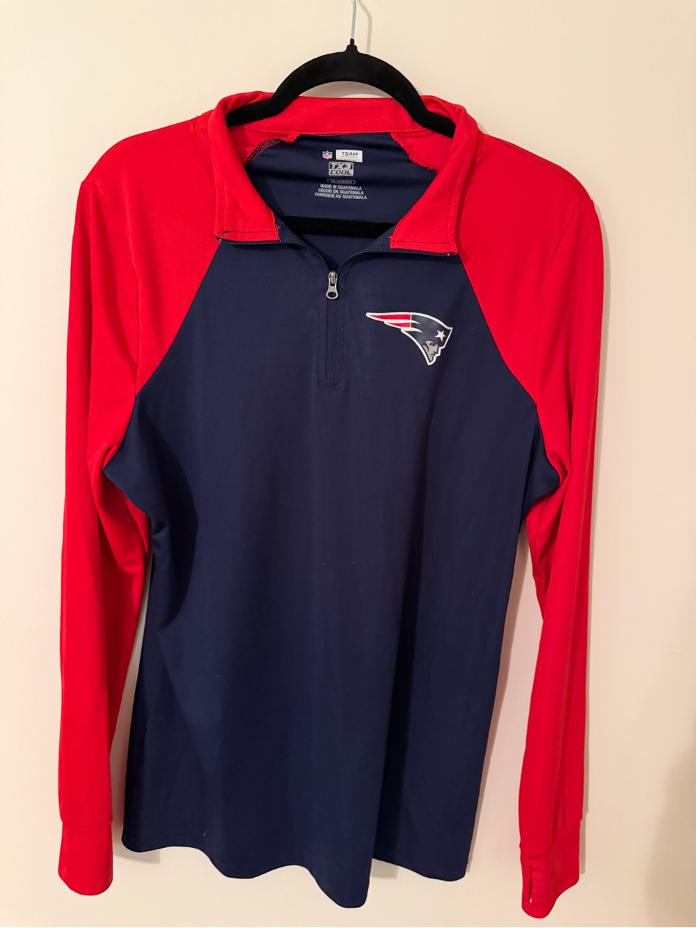Women’s Patriots Navy & Red Quarter-Zip NFL Pullover